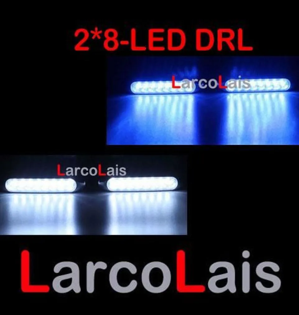 50PCS 12V 2x8 LEDカーランニングドライビングフォグデイライトライトLight DRL 8 8LED White Blue DLCL87001972370