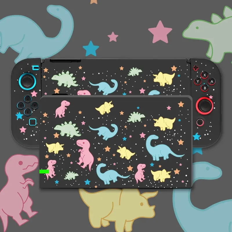 Custodie Kawaii Cute Pastel Purple Dinosaur Funda Custodia Cover per Nintendo Switch Custodia protettiva in TPU agganciabile per Controller Switch JoyCon