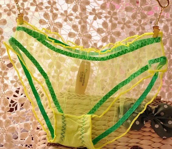 Fashion women girl gauze lace panties transparent candy colors panty thong cotton briefs underwear knickers gift