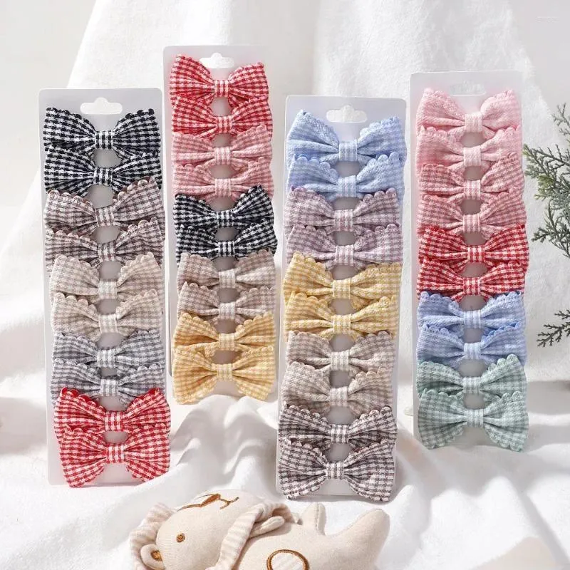 Hair Accessories 10PCS/Set Girls Cute Plaid Print Hairpins For Kids Children Sweet Headband Clips Barrettes Fashion Bow