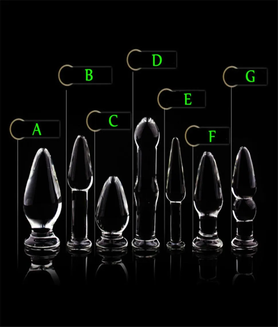 7 Model Transparent Crystal Glass Anal Plug Small Anus Dildo Butt Plugs Ass Masturbation Sex Toys for Woman Man2299314