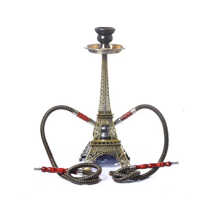Eiffelturm Arabische Shisha Doppelpfeife Wasserpfeife Keramikschale Zubehör Geburtstagsgeschenk Heimdekoration 240220