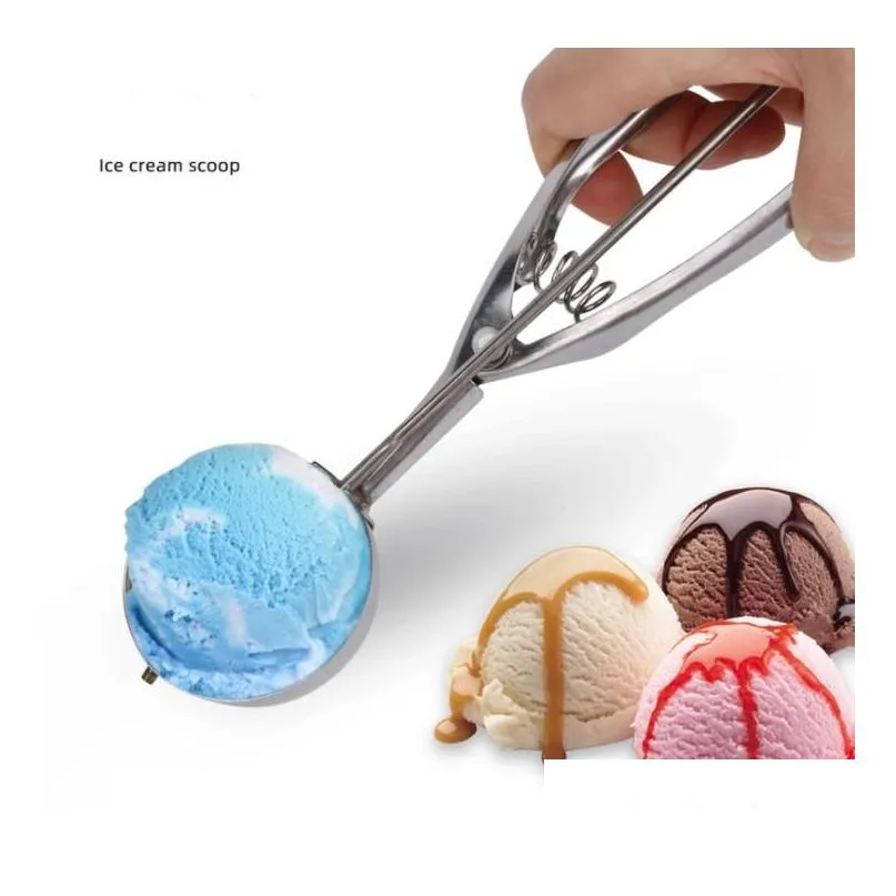 Ice Cream Tools 100Pcs Premium Stainless Steel Ice Cream Tools Baller Ice-Cream Scoop Scoops Fruit Melon Spoon Digging Cookie Dough Sc Dhyuh
