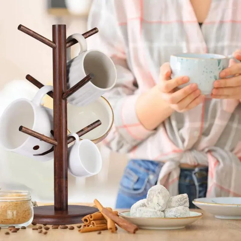Kitchen Storage Smooth Polished Edges Cup Hanger Cabinet Organizer Space-saving Detachable Coffee Mug Holder With 6 Hooks For Home