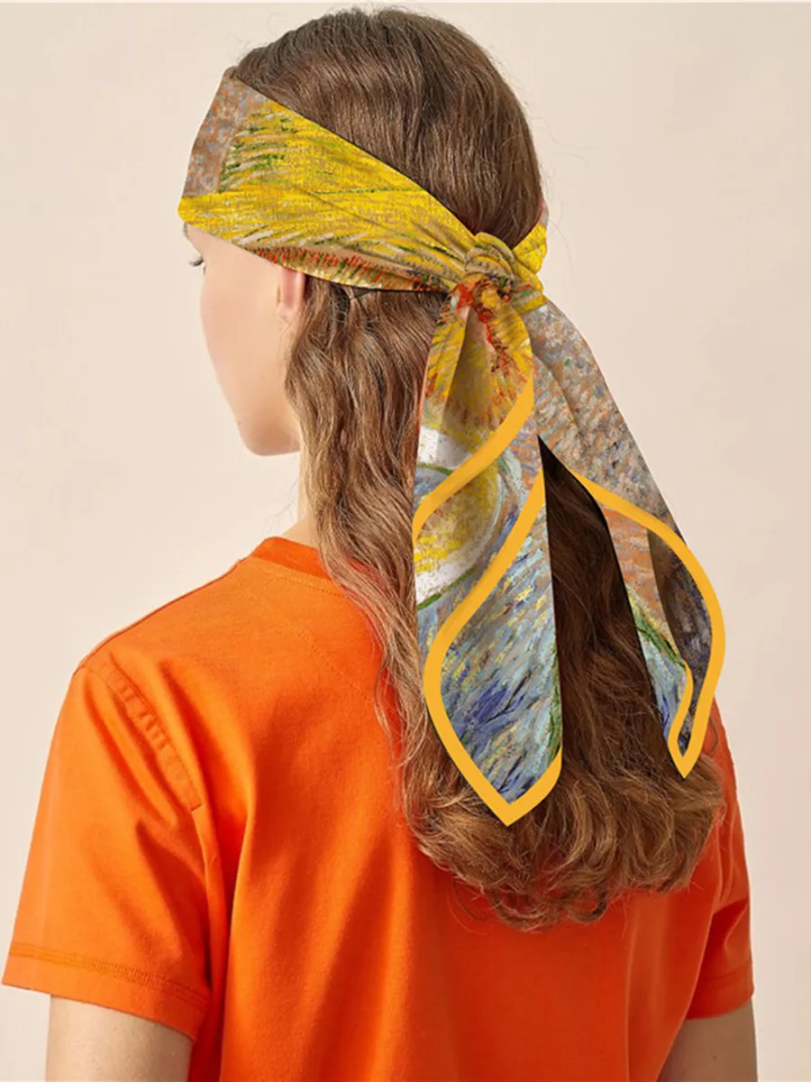 女性スクエアトールスカーフ90cmヘッドヘアショールズバッグバンダナス夏の飾りフウラードフェム