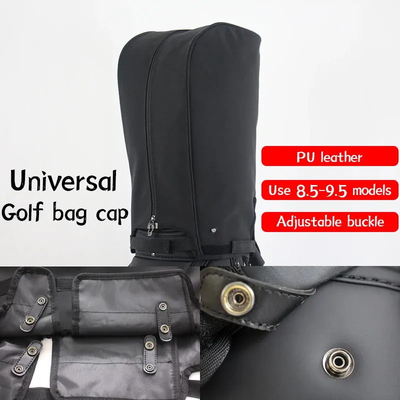 Golf Bag Cap Universal Hat Cover Justerbar Snap Fastener PU Leather Material 240227