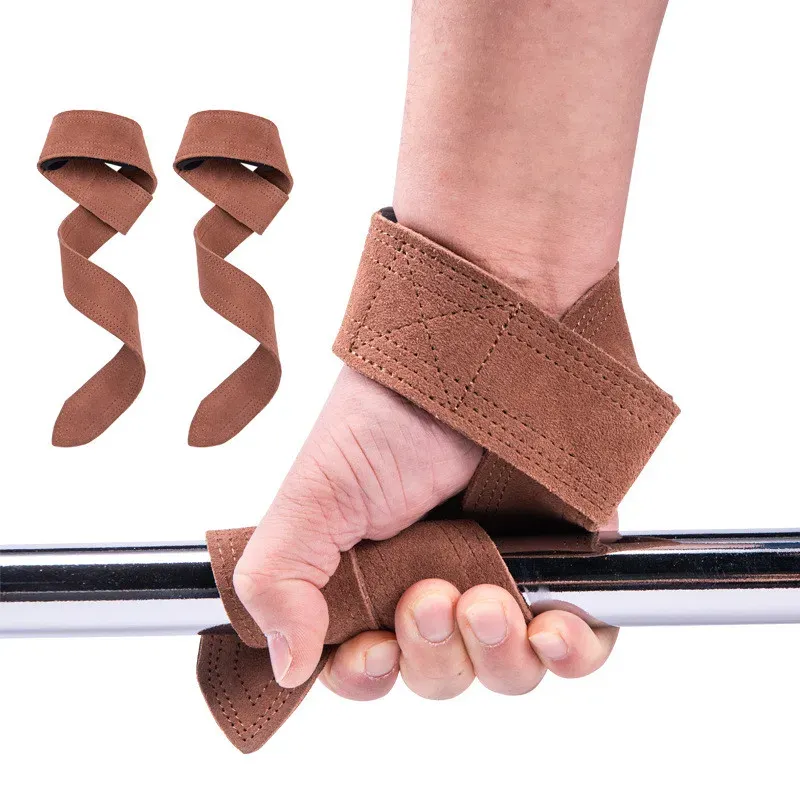 Levantamento de peso de couro alças de pulso pullups bandas fitness musculação treinamento ginásio cintas de levantamento com aperto de couro antiderrapante