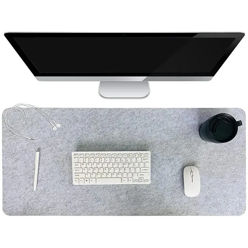 Mouse Pads Wrist Rests Felt Desk Mat Pad 90X30Cm 90 X 40Cm Dark Grey Large Organizers And Accessories Extra Keyboard Mats Drop Deliver Otofs