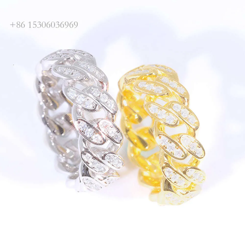 Xingguang – bague plaquée or blanc/jaune à une rangée, testeur de diamant Vvs Moissanite Pass, pour la vie Hip Hop