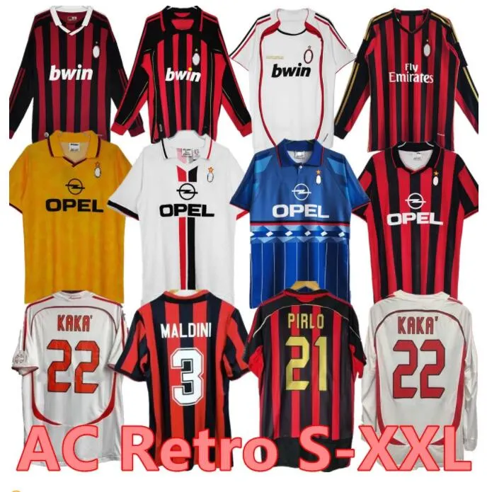 90 91 Retro shirts SOCCER JERSEYS 95 96 97 Gullit 01 02 03 12 14 15 Maldini Van Basten football KAKA Inzaghi 06 07 PIRLO SHEVCHENKO BAGGIO Ac MIlans JERSEY