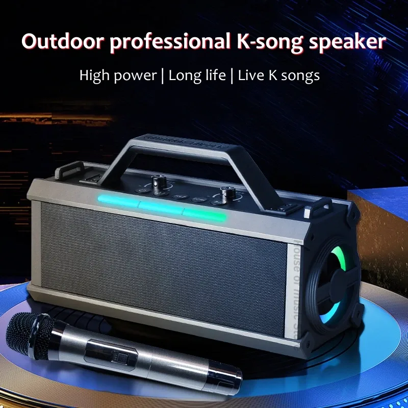 Högtalare 200W Peak HighPower Karaoke Bluetooth Högtalare 3D Stereo Surround Subwoofer Portable Home Theater Sound med trådlös mikrofon