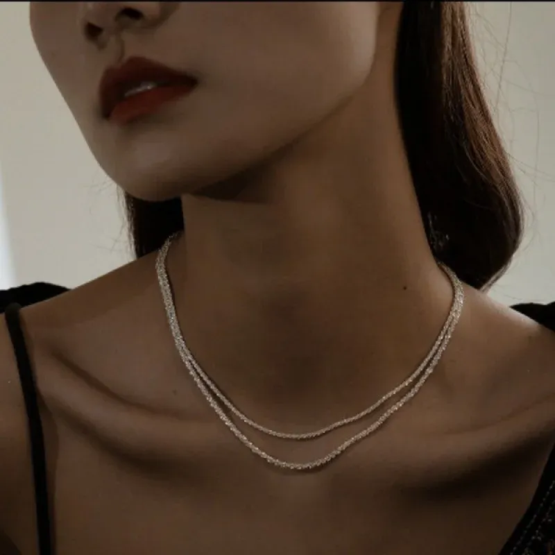 Luxury Woman Shiny Charm Clavicle Chain 14k Gold Necklace for Women Korean Jewelry Accessories Valentines Day Gift Collares Para Mujer