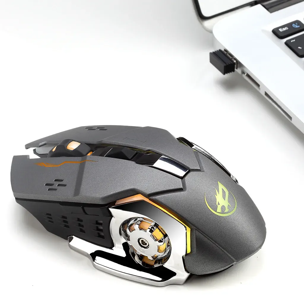 Mouse Mouse Raton Wireless Silenzioso Ricaricabile 6 Pulsanti Led Laptop Gamer Mouse per Computer Inalambrico Ordenador Sem Fio Inalambrico 19A19