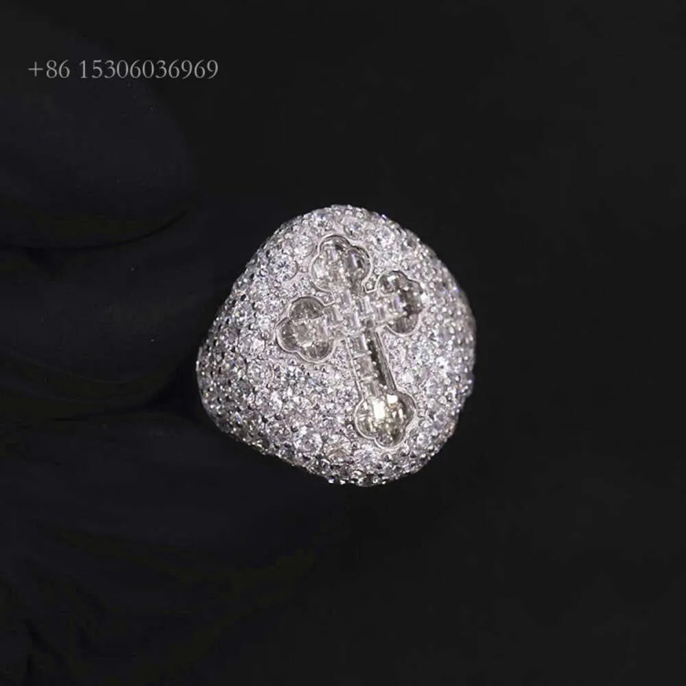 RST Fashion S Solid Sterling Sier Iced Out VVS Moissanite Diamond Hiphop-ring van hoge kwaliteit voor sieradenmarkt