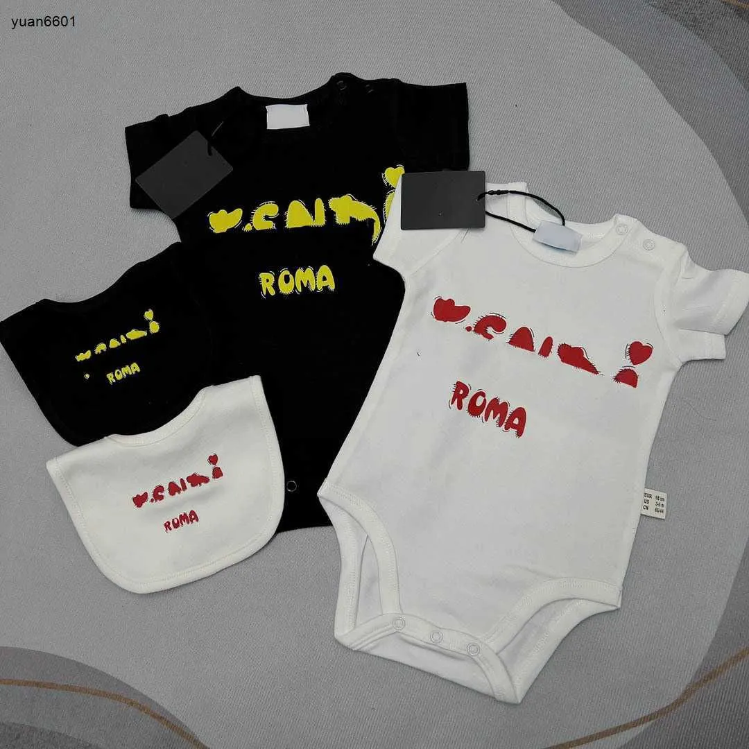 Populaire pasgeboren jumpsuits designer peuterkleding Maat 59-90 Letterbedrukking baby Kruippakje baby Katoenen bodysuit en sjaal 24Feb20