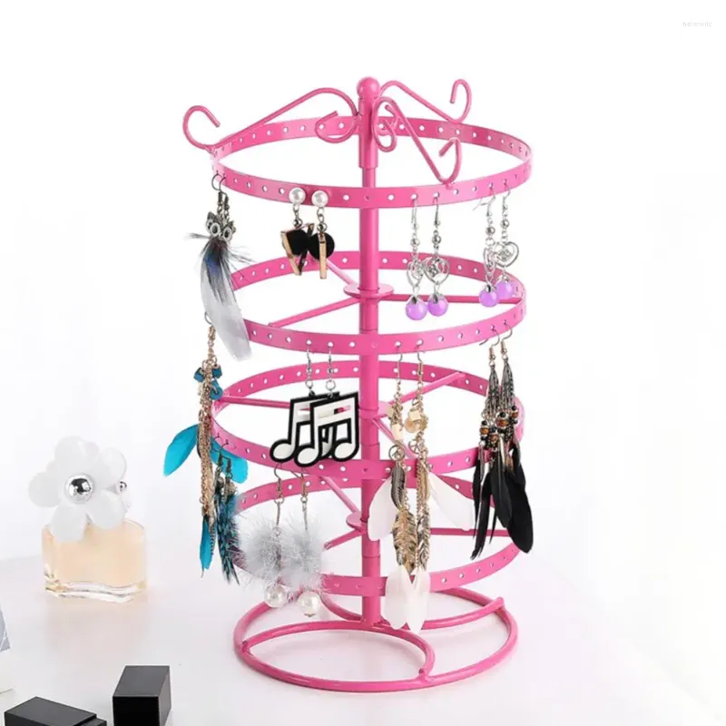 Jewelry Pouches Display Holder Round 4 Tier Rotating Alloy Earrings Stand Detachable Adjustable Unique And Delicate Organizer Rack