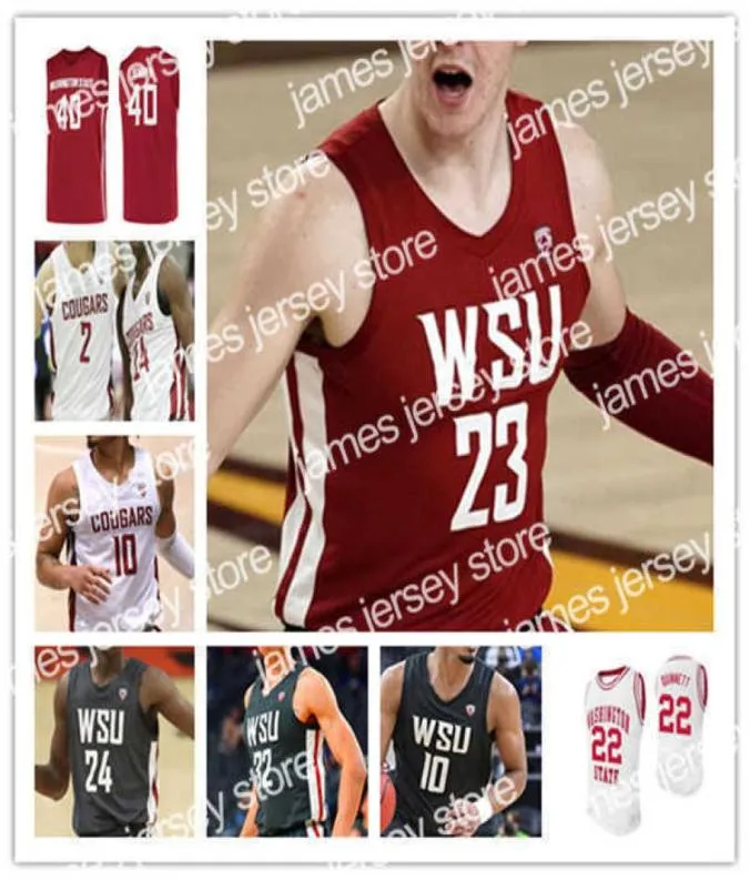 Koszykówka uniwersytecka nosi niestandardowe Washington State Cougars WSU College Basketball Jerseys Klay Thompson Noah Williams Michael Flower1747929