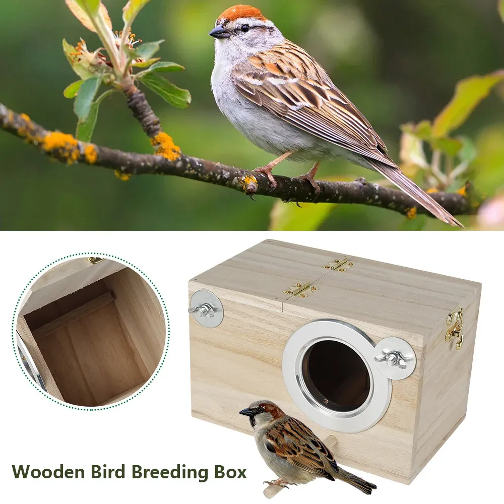 Nests Parakeet Nesting Box Bird House Budgie Wooden Breeding Cage Parrot Mating Box Nest Aviary for Lovebirds, Finch, Cockatiel, Cage