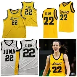 Ed 22 Caitlin Clark Jersey Iowa Hawkeyes Basketball Jersey Size S-3xl All Ed Youth Men White Yellow Round V Collor