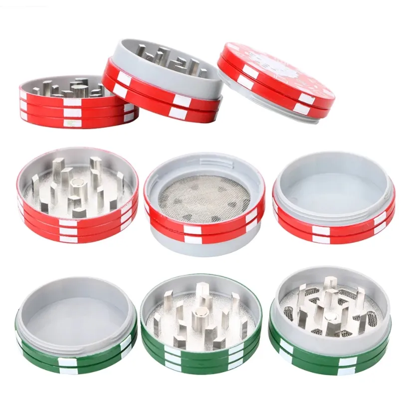 Herb Cutter Grinder Cigarette Accessories Gadget Smoking Pipe Accessories Poker Chip Style 3-layer Spice Cutter