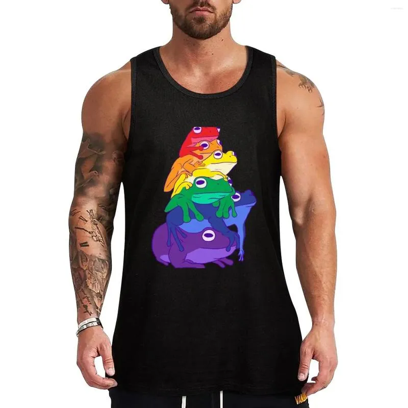 Herren Tanktops Gay Pride Frog Stack Top Herrenkleidung T-Shirt Herrenbekleidung