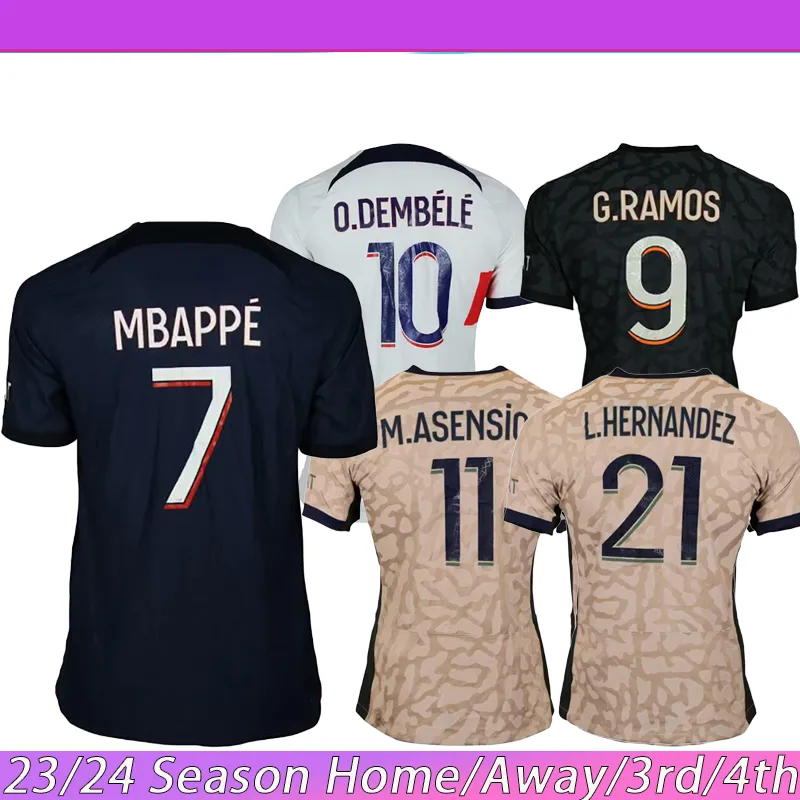 23/24 Maillot MBAPPE Maglia da calcio 2023 2024 Maglia Paris LEE KANG IN Casa Trasferta Terzo Terzo Quarto Maglie da calcio HAKIMI VITINHA KOLO MUANI O.DEMBELE G.RAMOS