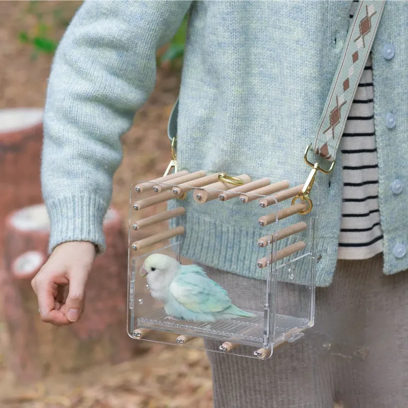 Ninhos de acrílico pequenas gaiolas de pássaros budgie parque luxo gaiolas de pássaros transportadora birdhouse ao ar livre vogelhuisjes para buiten produtos para animais de estimação wz50bc