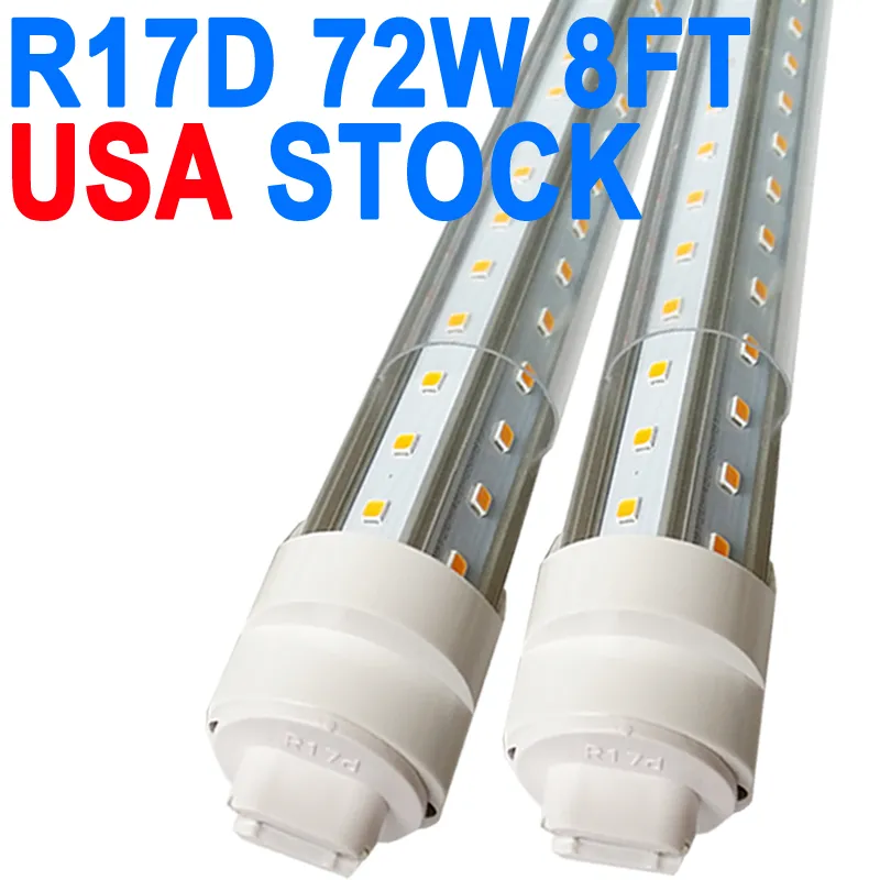 LED-glödlampor 8 fot, 2 stift, 72W 6500K, T8 T10 T12 LED-rörljus, 8ft LED-glödlampor för att ersätta lysrör R17D LED 8FOT, LED-butikslampor Dual-End Power Crestech
