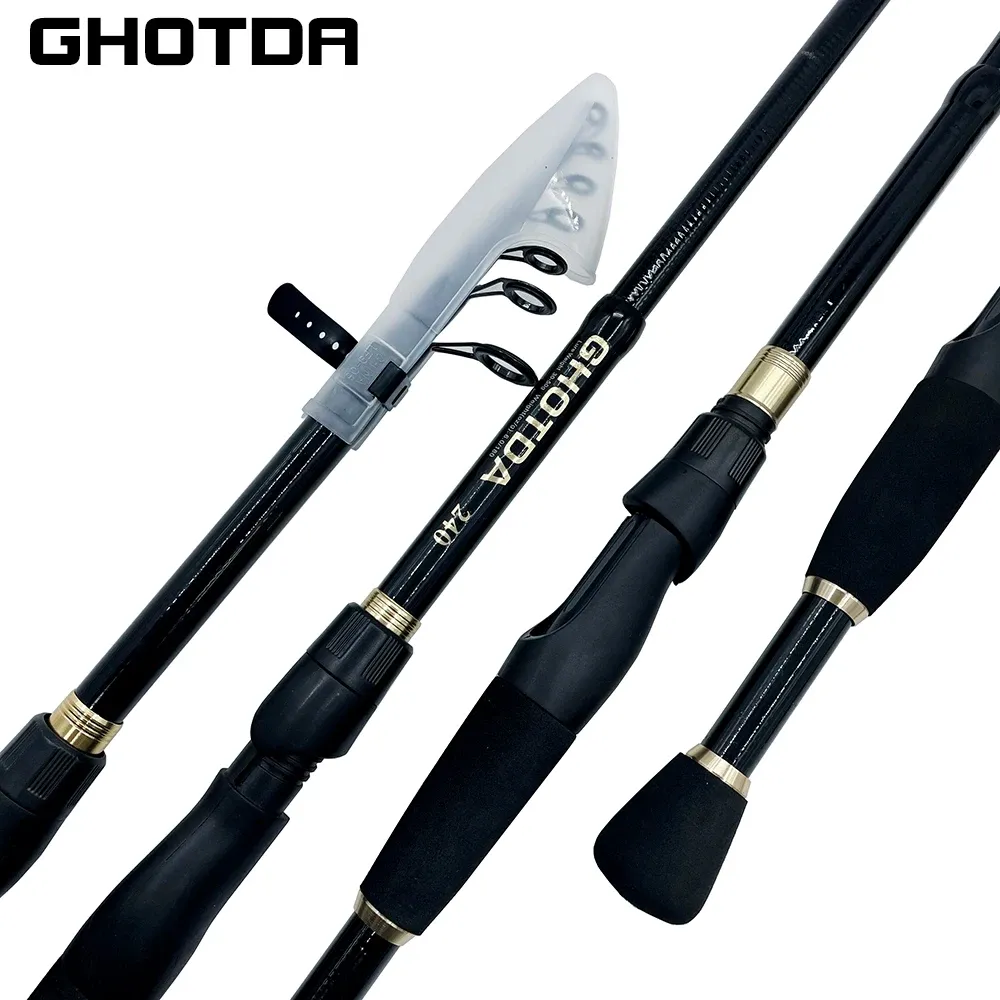 Stäbchen Ghotda Spinning Baitcasting Telescopic Fishing Lure Rod Carbonfaser tragbar 1,8 m 1,8 m 2,1 m 2,4 m tragbare Angelwerkzeuge