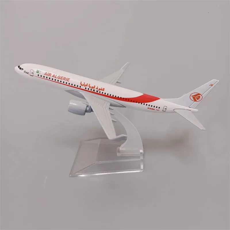 16 cm alliage métal Air ALGERIE B737 Airlines modèle d'avion Boeing 737 Airways modèle d'avion moulé sous pression avion w support enfants cadeaux 240229