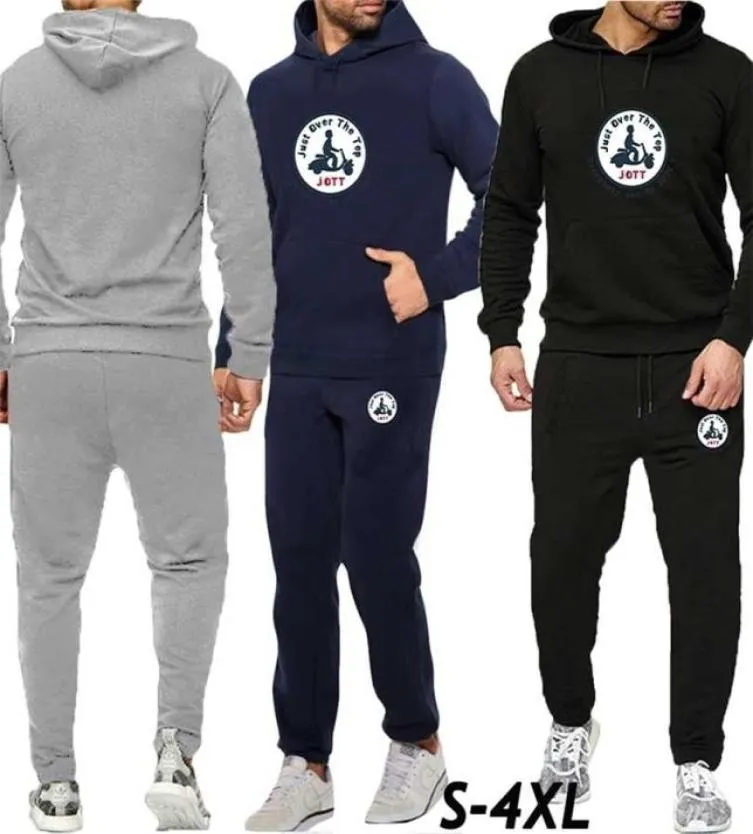 Outono inverno moda jott impresso design masculino039s roupas cor sólida com capuz camisola jogging calças de lazer agasalho 2112203463887