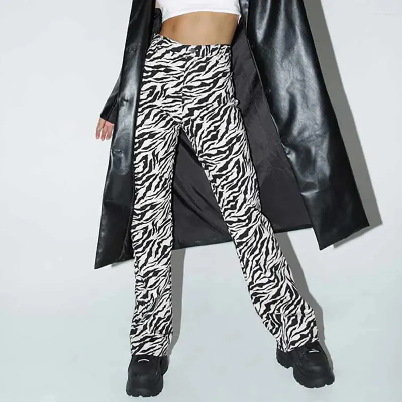 Damenhose Vintage Zebra Animal Print Lange Hose 2024 Mode Damenbekleidung Slim Fitting Flared Leg High Waist Streetwear