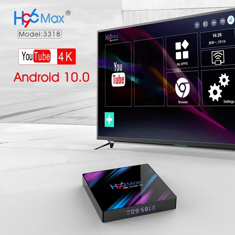 Konsoler 2022 Ny H96 Max RK3318 Smart TV Box Android 10 4GB 32GB 64GB 4K YouTube Media Player TV Box Android TV Set Top Box 2GB 16GB