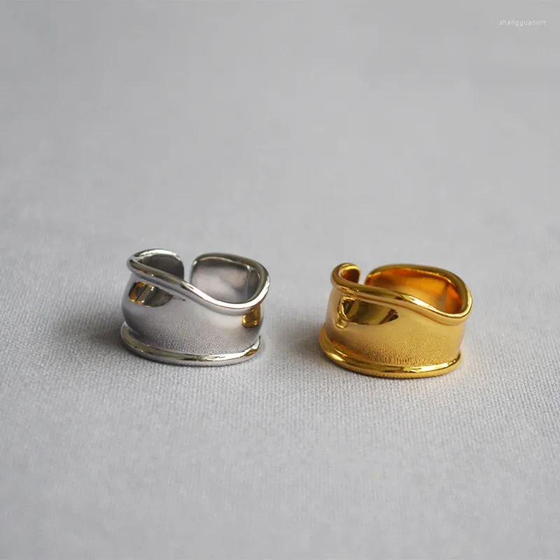 Cluster Rings European And American Original Cold Wind Irregular Smooth Brass Opening Adjustable Wide-plate Ring Index Finger