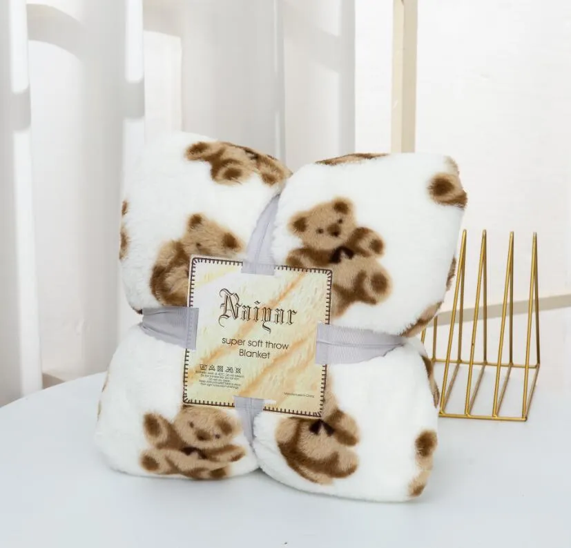 Blankets Designer Letters Leopard Grain Blanket Imitation Rabbit Crystal Veet Nap Double Sofa Blanket206S Drop Delivery Home Garden Dhchr