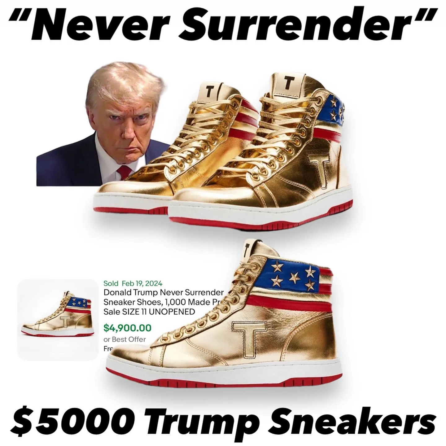 Top Trump Shoe Trumps Sneaker nigdy nie poddaj się koszykówce swobodne buty projektanty designerskie trampki Złote niestandardowe luksusowe buty kobiety mężczyźni sportowe Trendy Trener na świeżym powietrzu 56