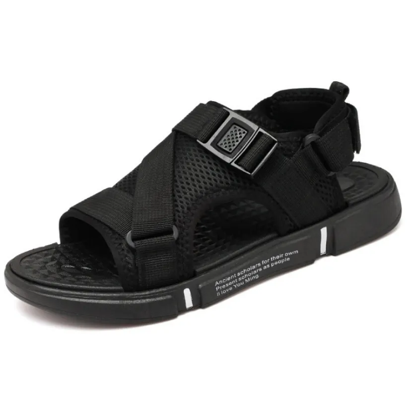 Sandalias negras de moda para hombre, zapatos de playa al aire libre, suela gruesa, sandalias deportivas transpirables de verano, B7, 2024