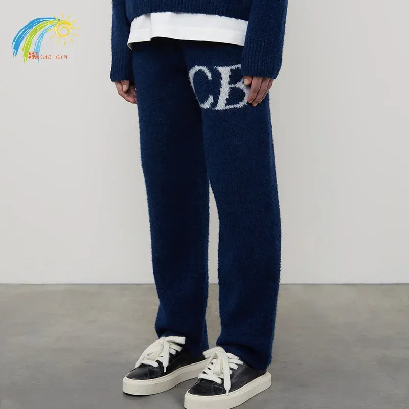 Presspants Royal Blue Casual Fashion CB Logo Jacquard Cole Buxton Knit Sweatpants Mężczyźni Kobiety Najlepsza jakość sznurka