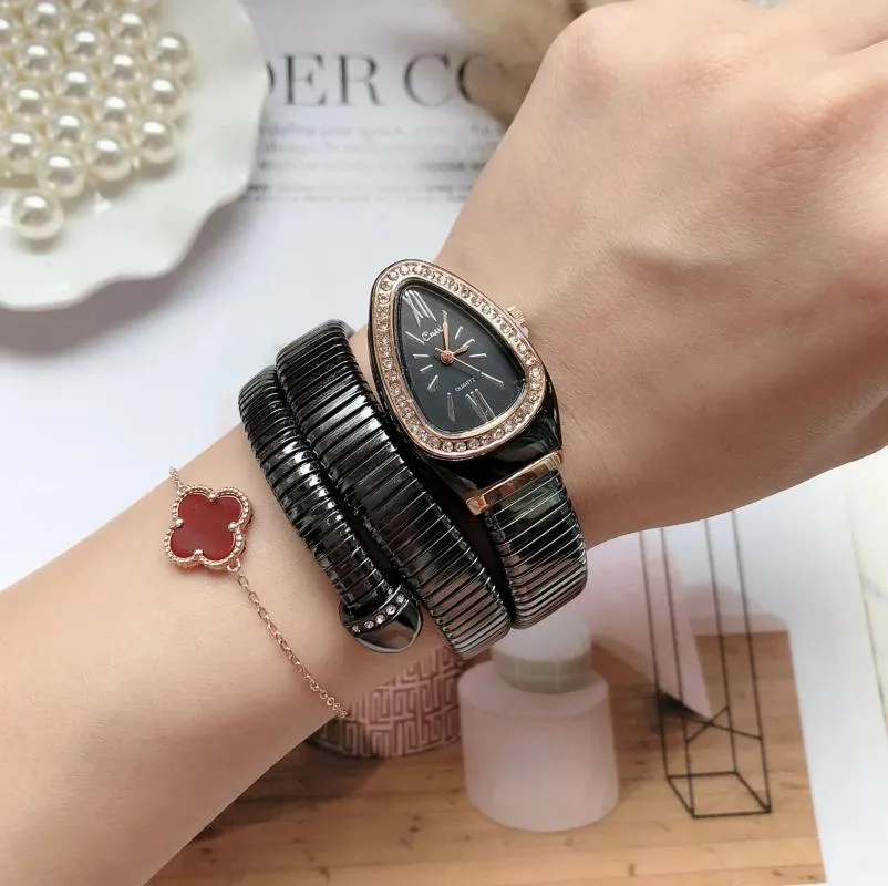 Relojes de pulsera Relojes unicos en forma de serpiente para mujeres con diamantes de imitacion Moda Marca de lujo Reloj para mujer Pulsera de