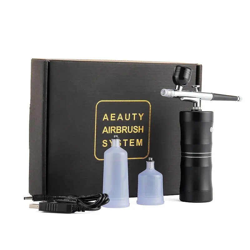 Machine Nouveau Injecteur D'oxygène Mini Compresseur D'air Kit Aérographe Peinture Pistolet Aérographe Nail Art Tatouage Artisanat Gâteau Nano Brouillard Pulvérisateur