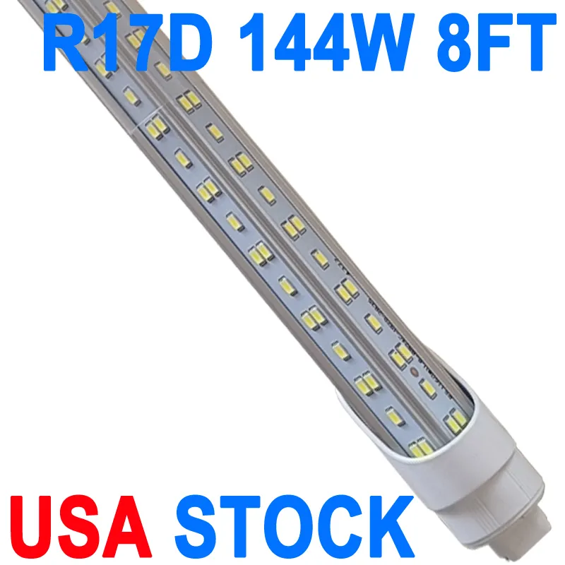 LED Light Bulbs 8 Foot , 2 Pin, 144W 6500K, T8 T10 T12 LED Tube Lights, 8FT LED Bulbs to Replace Fluorescent Light R17D Shop Lights for Warehouse Garage Cabinet crestech