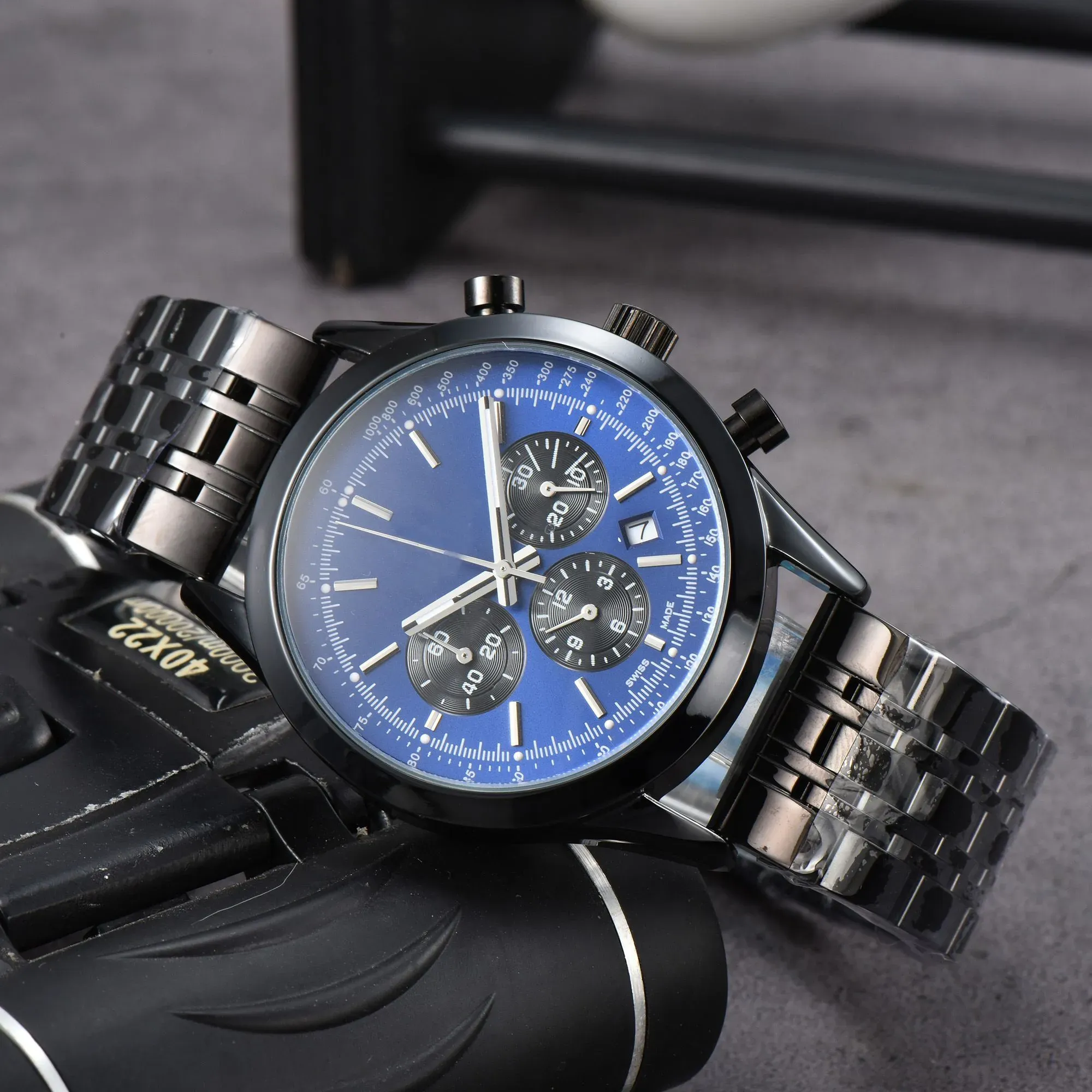 2024 Новые мужские кварцевые часы класса люкс Navitimer B01 с циферблатом, брендовый хронограф, ремень, стальной ремешок, наручные часы высокого качества 04