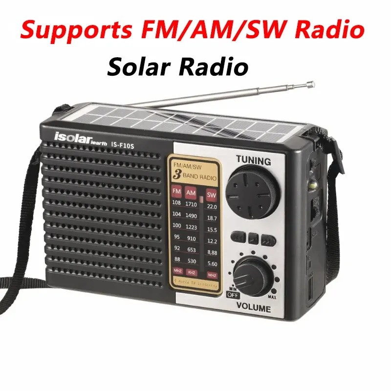 Högtalare Portable Solar Radio FM AM SW Radio Emergency Full Band High Sensitivity Wireless Bluetooth Speaker LED Falllight Mp3 Player