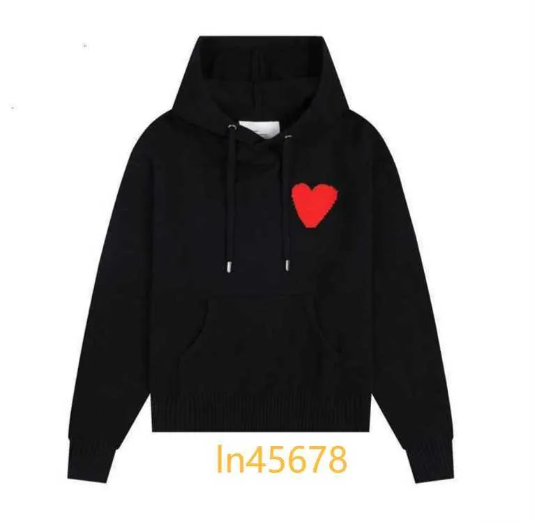 Amis Pull Amisweater Knited Sweter Hoody Paris Hooded Pullover Red Heart Mężczyźni kobiety swobodne bluzy