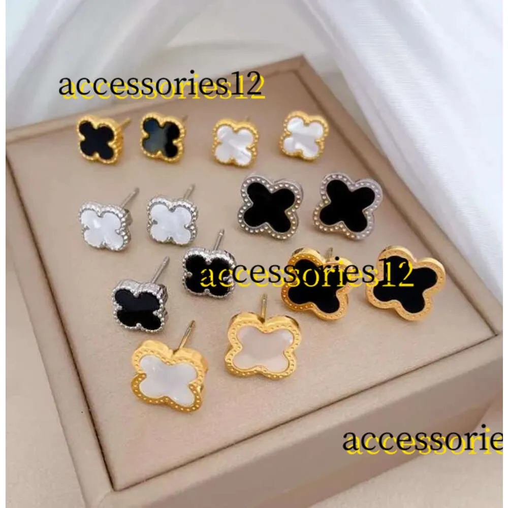 Stadnina 18K Gold Splated Designer Stude Colrring 4/Four Leaf Clover Luksusowa biżuteria Moda Urok Kolczyki Biżuteria Kobiety Orecchini Studs Kolczyki