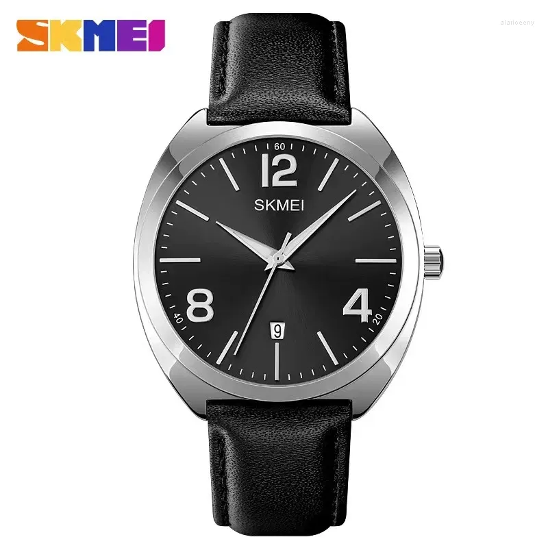 Armbandsur SKMEI 1891 Casual Waterproof Male Military Sport Mens Watches Fashion äkta läder kvartsklocka Montre Homme