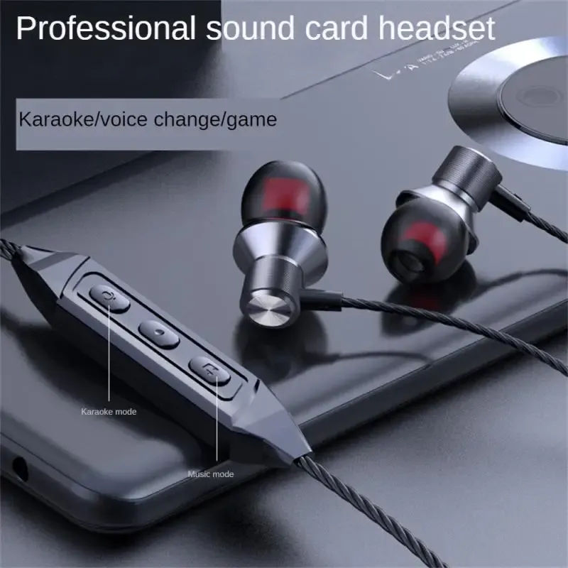 Earphones Typec Sports Earphones Flat Mouth Sound Card Headset New 2023 Voice Changer Highfidelity 16q Wired Live Inear Waterproof
