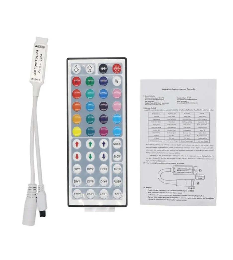 Edison2011 DC12V 6A Mini 44Key IR Remote Controller för 3528 5050 SMD RGB LED -strip Light6487726