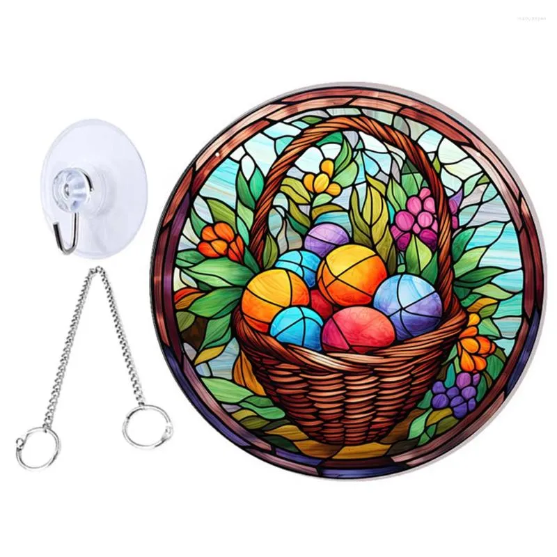 Decorative Figurines Easter Ornaments Double Sided Hanging Sign Decors Flower Garland Window Acrylic