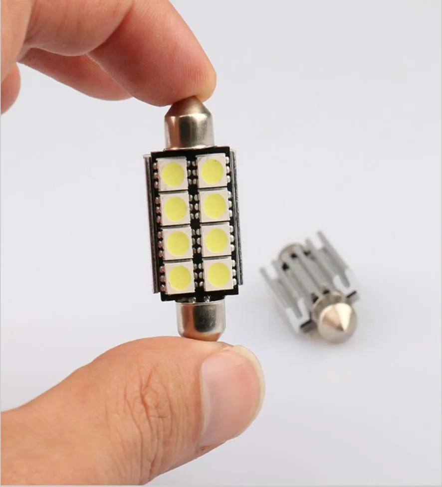 40PCS 42mm C5W C10W CANBUSエラーフェストゥーン8 LED 5050 SMD CARCHENCENGE PLATEライトオートハウジングインテリアドームランプリーディングライト7774622